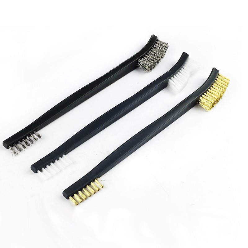 3Pcs   ϸ 귯 Ȳ ̾ ƿ ̾ ռ  귯 ŰƮ  ݼ û û  û /3Pcs Double End Detailing Brush Brass Wire Steel Wire Synthetic Fiber Brush Kit
